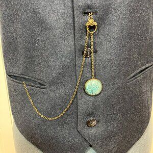 Handcrafted Blue Aventurine Watch Fob / Hip Chain - 18" Long